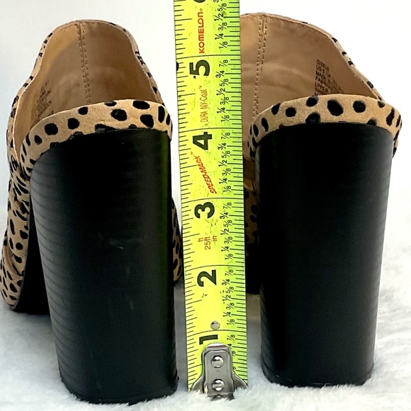 JustFab Gisele Cheetah Mule Sandal Tan Spot Faux Suede Block Heel Slip On Size 9 - Picture 3 of 10